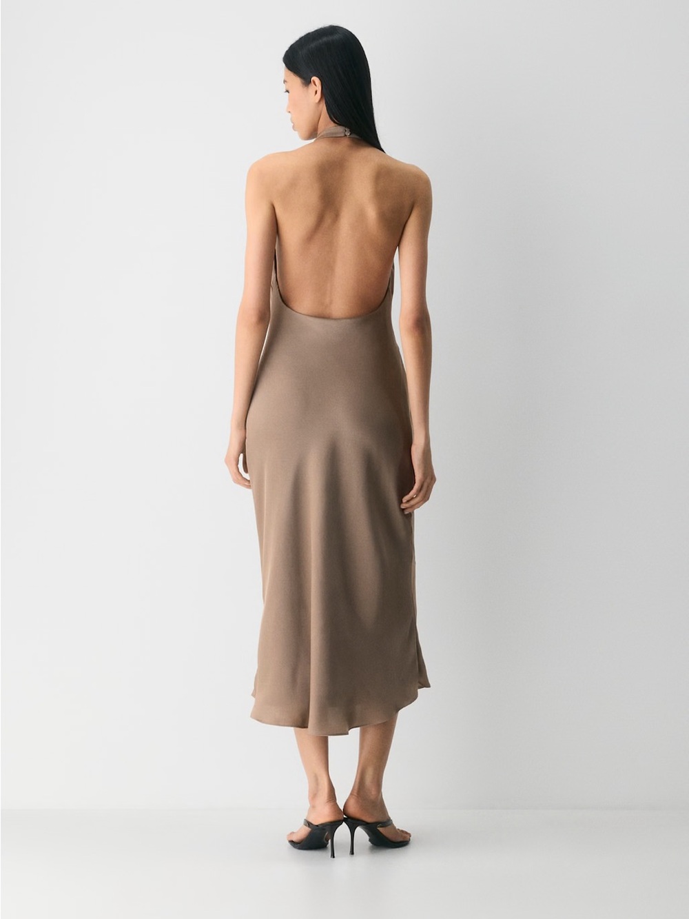NWT - Aritzia Ten Babaton Ten Audience Satin Halter Dress - Size 6 - Warm Taupe - Picture 5 of 8